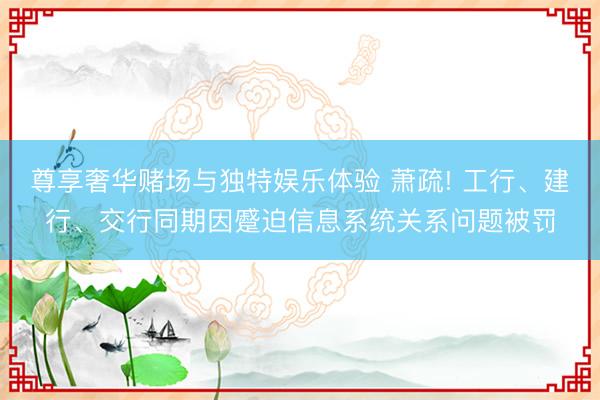 尊享奢华赌场与独特娱乐体验 萧疏! 工行、建行、交行同期因蹙迫信息系统关系问题被罚