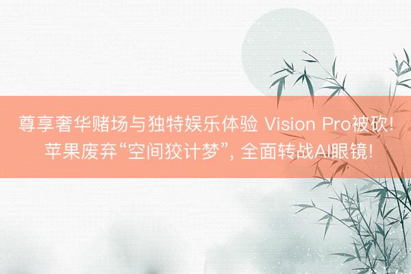 尊享奢华赌场与独特娱乐体验 Vision Pro被砍! 苹果废弃“空间狡计梦”, 全面转战AI眼镜!