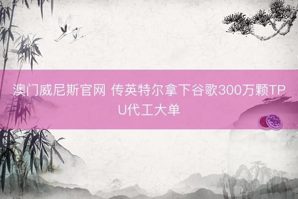澳门威尼斯官网 传英特尔拿下谷歌300万颗TPU代工大单