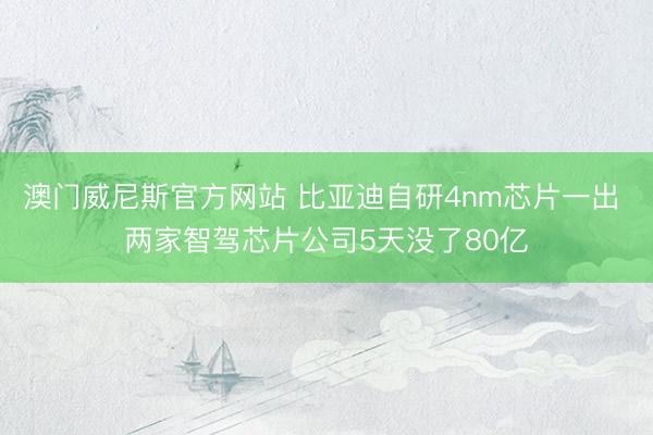 澳门威尼斯官方网站 比亚迪自研4nm芯片一出 两家智驾芯片公司5天没了80亿