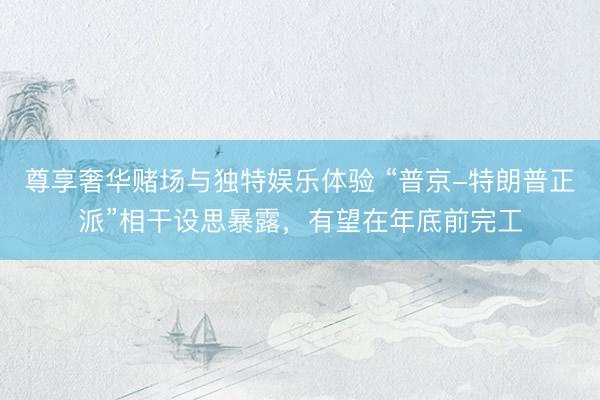 尊享奢华赌场与独特娱乐体验 “普京-特朗普正派”相干设思暴露，有望在年底前完工