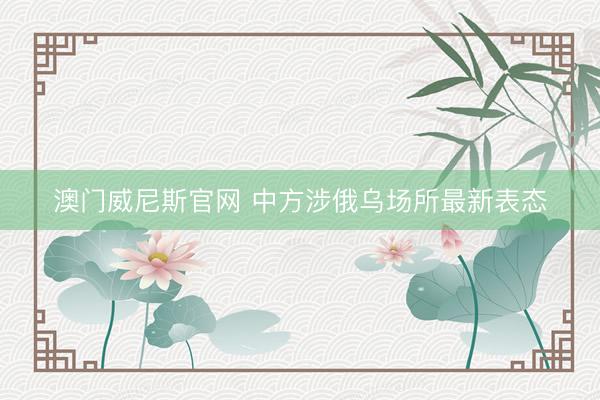 澳门威尼斯官网 中方涉俄乌场所最新表态