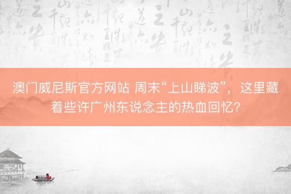 澳门威尼斯官方网站 周末“上山睇波”，这里藏着些许广州东说念主的热血回忆？